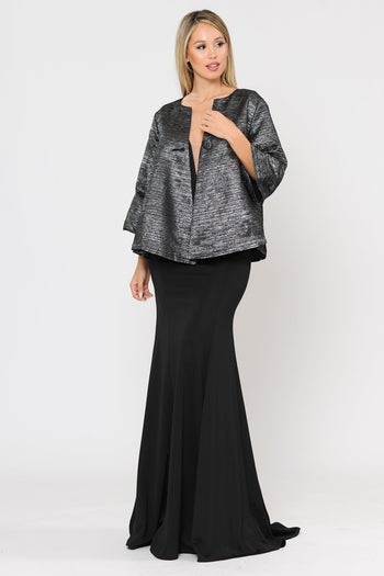 Poly USA JK1922 Plus Size Metallic Single Button Jacket