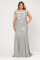 Vestido sirena con hombros descubiertos y purpurina, talla grande, de Poly USA W1042