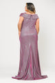Vestido sirena con hombros descubiertos y purpurina, talla grande, de Poly USA W1042
