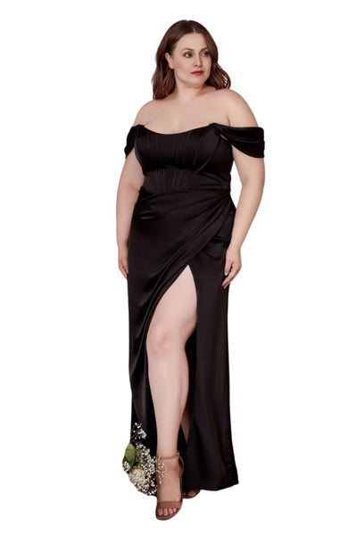 Plus Size Removable Off-Shoulder Straps Dress 2025 Elegant Formal Gown - BLACK / 18 - Dress