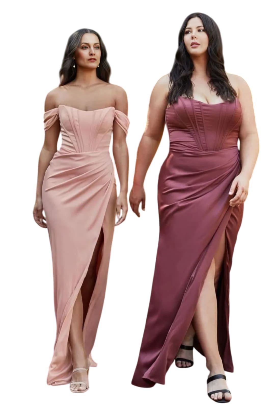 Plus Size Removable Off-Shoulder Straps Dress 2025 Elegant Formal Gown - DUSTY ROSE / 18 - Dress