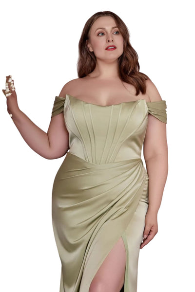 Plus Size Removable Off-Shoulder Straps Dress 2025 Elegant Formal Gown - SAGE / 18 - Dress