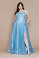 Vestido de fiesta sin mangas con lentejuelas y abertura en forma de A, talla grande, de Poly USA W1142