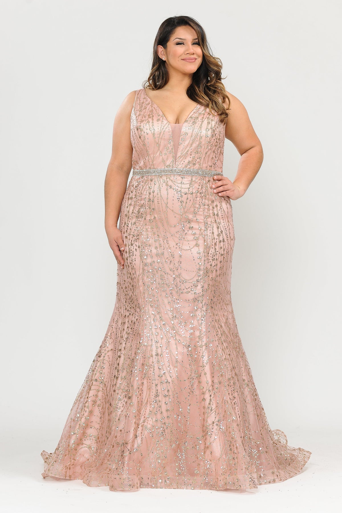 Poly USA Rose Gold Long Formal Dresses