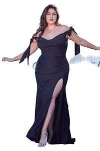 Plus Size Stretchy Bridesmaids Evening Gown 2025 Elegant Formal Dress - BLACK / 18 - Dress