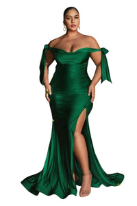 Plus Size Stretchy Bridesmaids Evening Gown 2025 Elegant Formal Dress - EMERALD / 18 - Dress