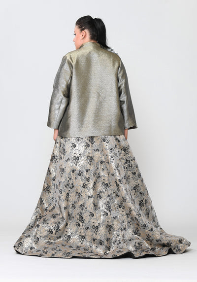 Chaqueta formal metalizada bicolor de talla grande de Poly USA JK1908