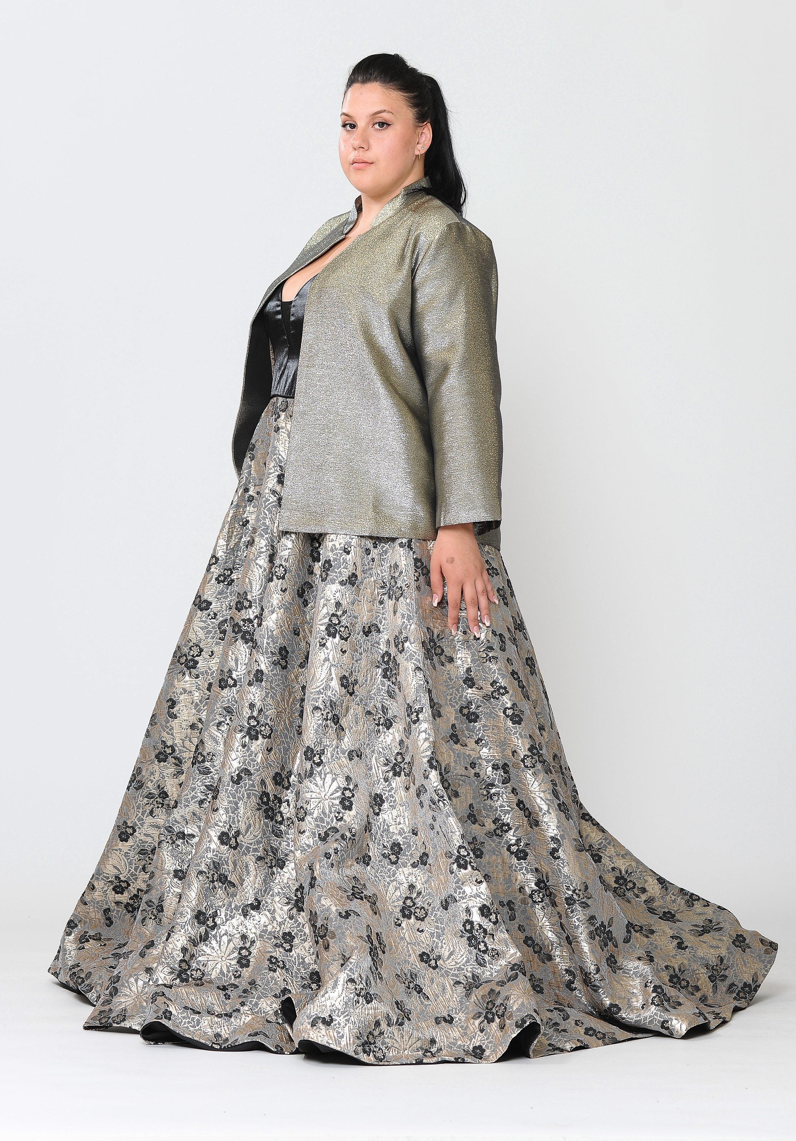 Poly USA JK1908 Plus Size Two Tone Metallic Formal Jacket