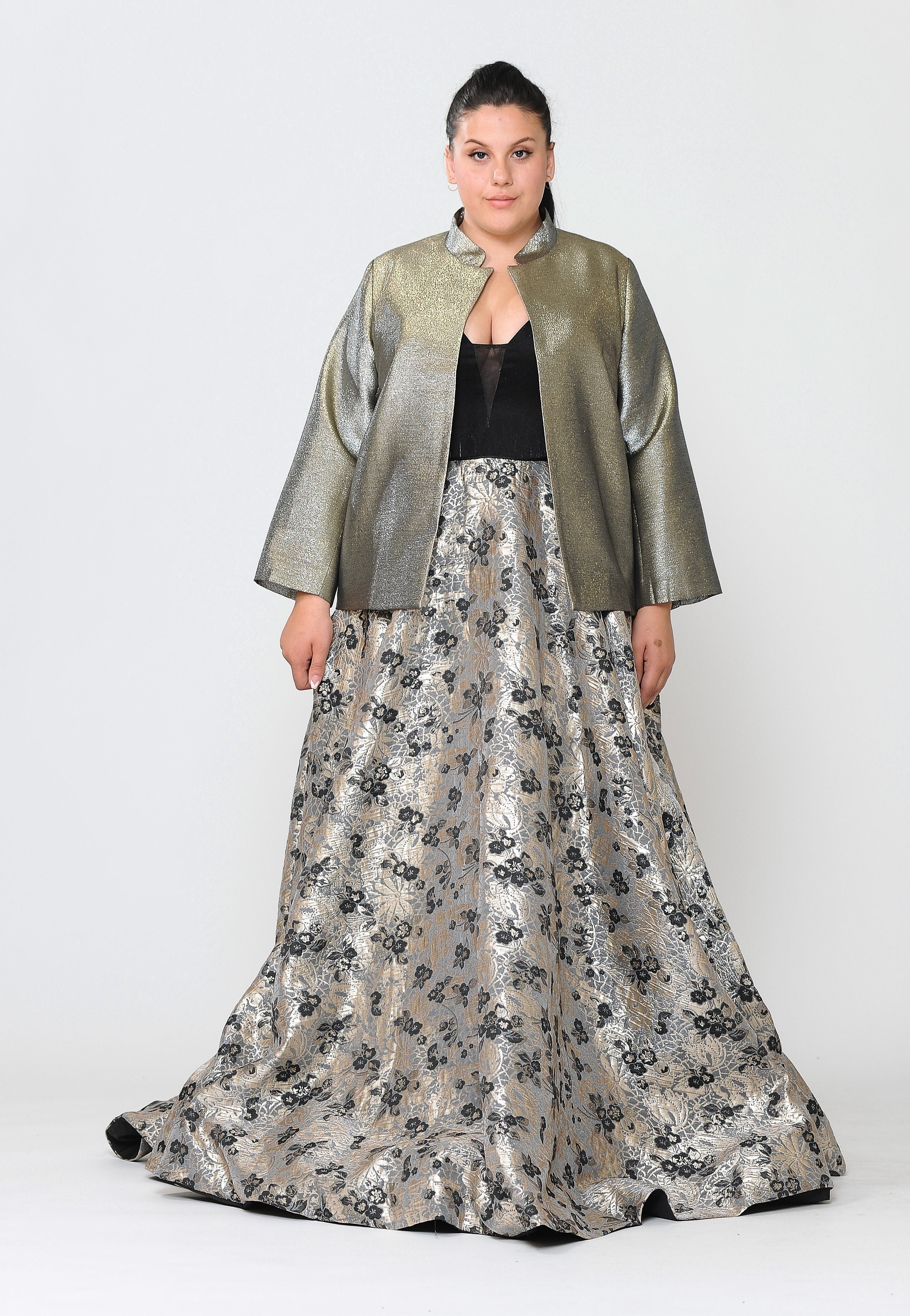 Poly USA JK1908 Plus Size Two Tone Metallic Formal Jacket