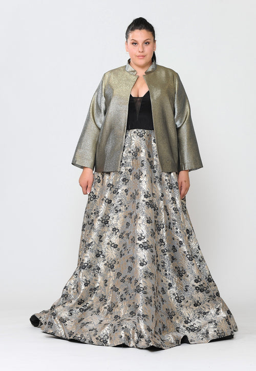 Poly USA JK1908 Plus Size Two Tone Metallic Formal Jacket