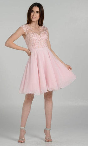 Short A-Line Open Back Dress By Poly USA poly