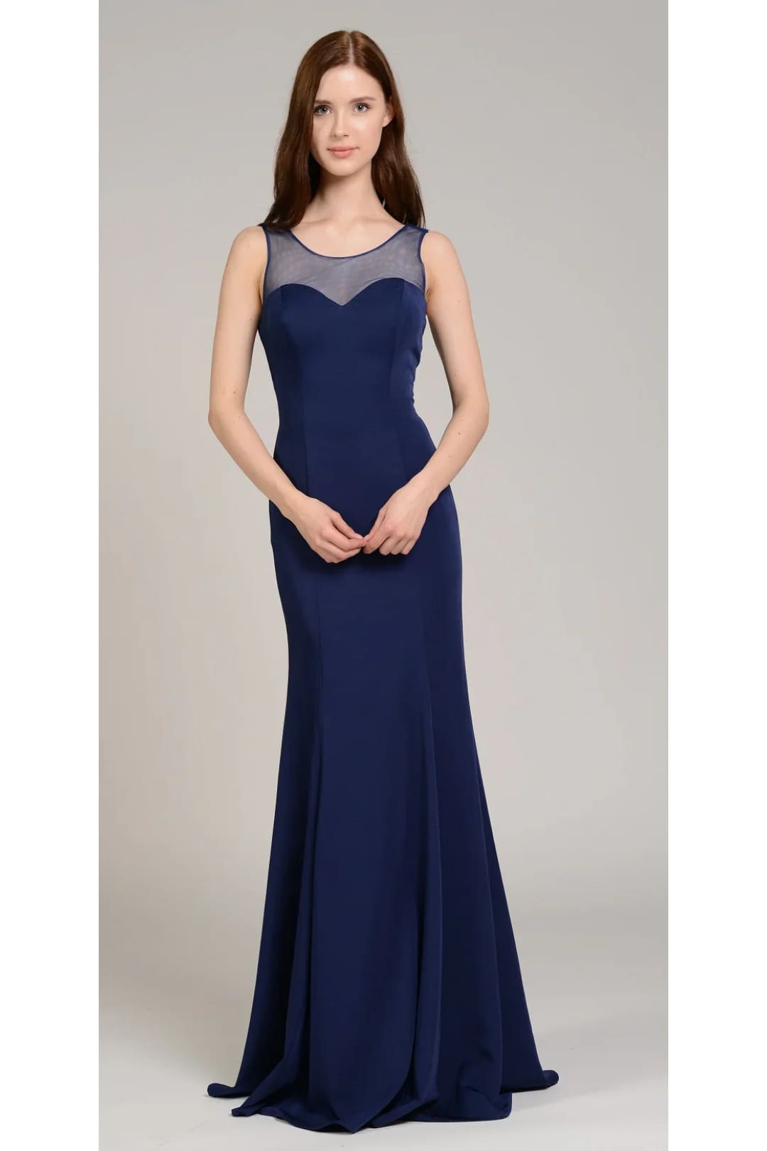 Poly USA 8148 Sleeveless Fitted Long Mermaid Simple Prom Evening Gown - Dress