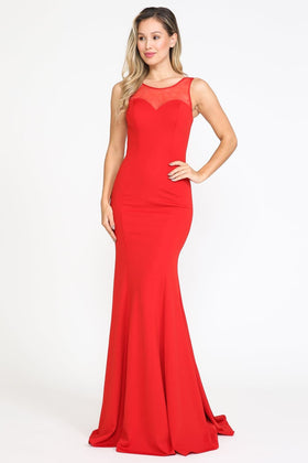 Red Bridesmaid Dresses-Inexpensive Poly USA 8148 Sleeveless Fitted
