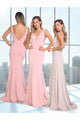 Poly USA 8158 Simple Evening V-Neck Mermaid Bridesmaids Dresses - Dress