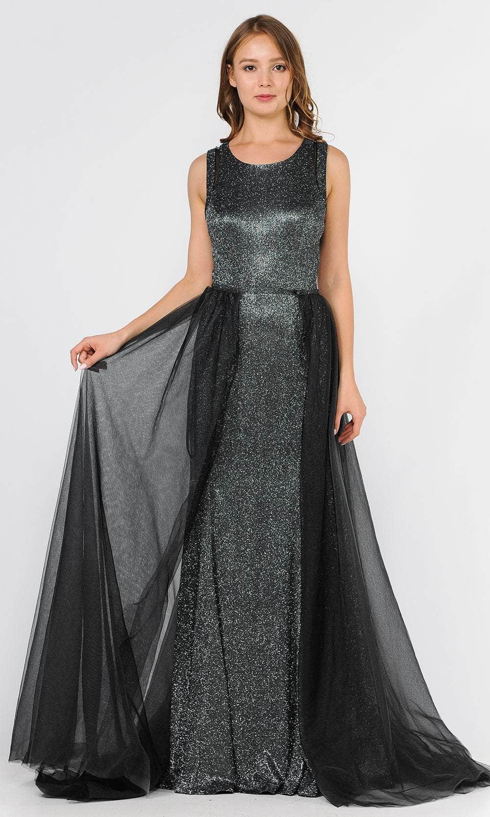 Poly USA 8342 - Glitter Knit Mermaid Prom Dress Evening Dresses XS / Black/Silver