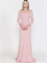 Dusty Rose Bridesmaid Dresses-Inexpensive POLY USA 8378 Modest Long