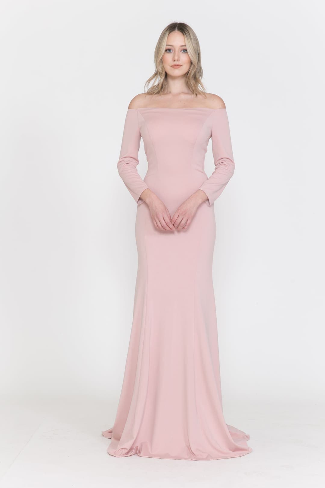 Dusty Rose Bridesmaid Dresses-Inexpensive POLY USA 8378 Modest Long Dusty Rose Bridesmaid Dresses-Inexpensive POLY USA 8378 Modest Long