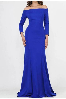 Royal Blue Bridesmaid Dresses-Inexpensive POLY USA 8378 Modest Long