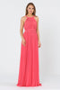 Ruched Bridesmaids Long Dress - LAY8396 - CORAL / S