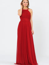 Red Bridesmaid Dresses-Inexpensive Poly USA 8396 Double Spaghetti
