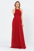 Ruched Bridesmaids Long Dress - LAY8396 - DARK RED / S
