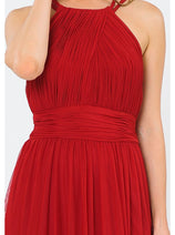 Red Bridesmaid Dresses-Inexpensive Poly USA 8396 Double Spaghetti