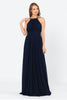 Ruched Bridesmaids Long Dress - LAY8396 - NAVY BLUE / S