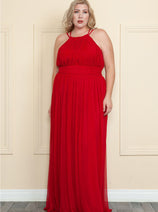 Red Bridesmaid Dresses-Inexpensive Poly USA 8396 Double Spaghetti