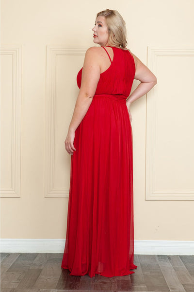 Poly USA 8396 Double Spaghetti Halter Long Simple Bridesmaid Dresses - Dress