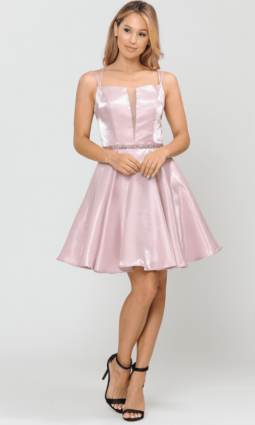 Poly USA 8447 - Deep Plunge A-Line Cocktail Dress Cocktail Dresses XS / Rose Gold