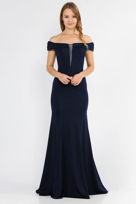 Navy Blue Bridesmaid Dresses-Inexpensive Poly USA 8462 for Plus Sizes