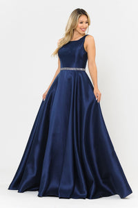 Classy Prom Formal Evening Gown - NAVY BLUE / XS