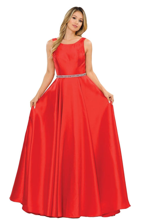 Classy Prom Formal Evening Gown - RED / XS