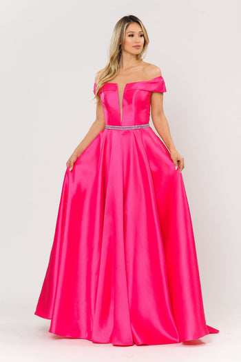 Classy Prom Off The Shoulder Dresses - FUCHSIA / XS