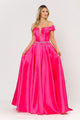 Classy Prom Off The Shoulder Dresses - FUCHSIA / XS