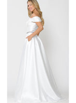 POLY USA 8680 Elegant Off The Shoulder Formal Wedding Bridal Gown