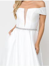 POLY USA 8680 Elegant Off The Shoulder Formal Wedding Bridal Gown