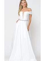 POLY USA 8680 Elegant Off The Shoulder Formal Wedding Bridal Gown