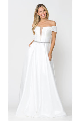 POLY USA 8680 Elegant Off The Shoulder Formal Wedding Bridal Gown