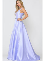 Poly USA 8682 A-Line Mikado V-Neck Red Carpet Formal Long Dress