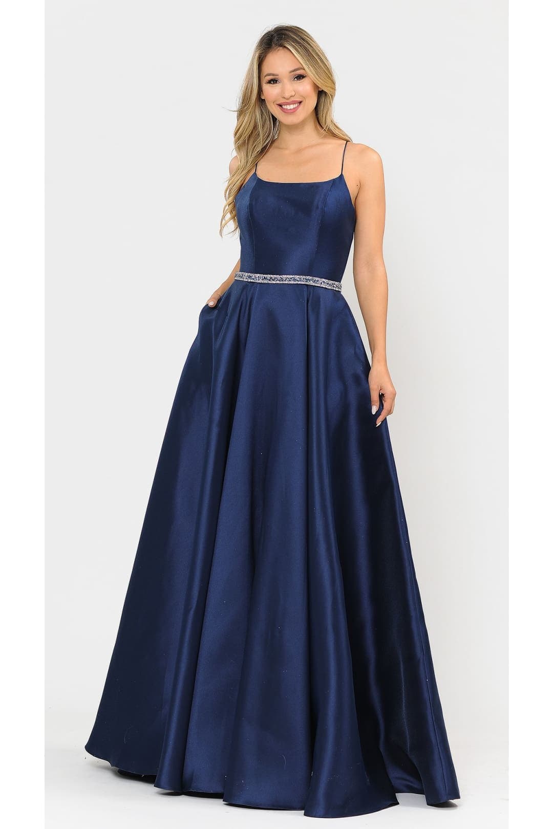 Special Occasion A-Line Formal Prom Dress - NAVY / XS