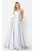 Special Occasion A-Line Formal Prom Dress - SILVER / XS