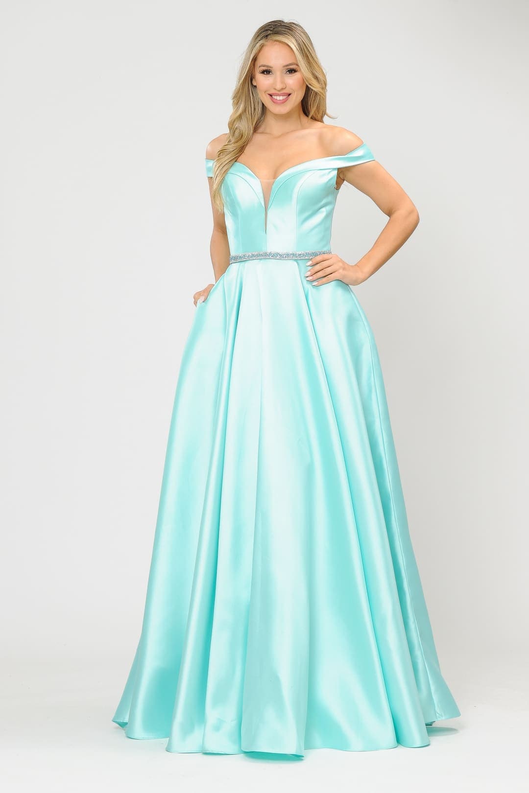 Off The Soulder Prom Formal Gown - MINT / XS