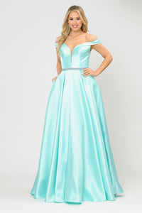 Off The Soulder Prom Formal Gown - MINT / XS