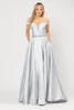 Off The Soulder Prom Formal Gown - SILVER / XS