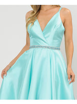 POLY USA 8690 A-Line Special Occasion V-Neck Formal Long Mikado Dress