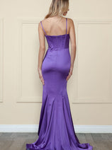 Purple Bridesmaid Dresses-Inexpensive POLY USA 9008 Spaghetti Strap