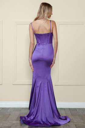 Purple Bridesmaid Dresses-Inexpensive POLY USA 9008 Spaghetti Strap