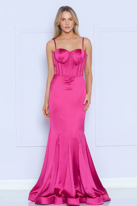 Fuchsia Bridesmaid Dresses-Inexpensive POLY USA 9008 Spaghetti Strap