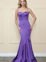 Purple Bridesmaid Dresses-Inexpensive POLY USA 9008 Spaghetti Strap